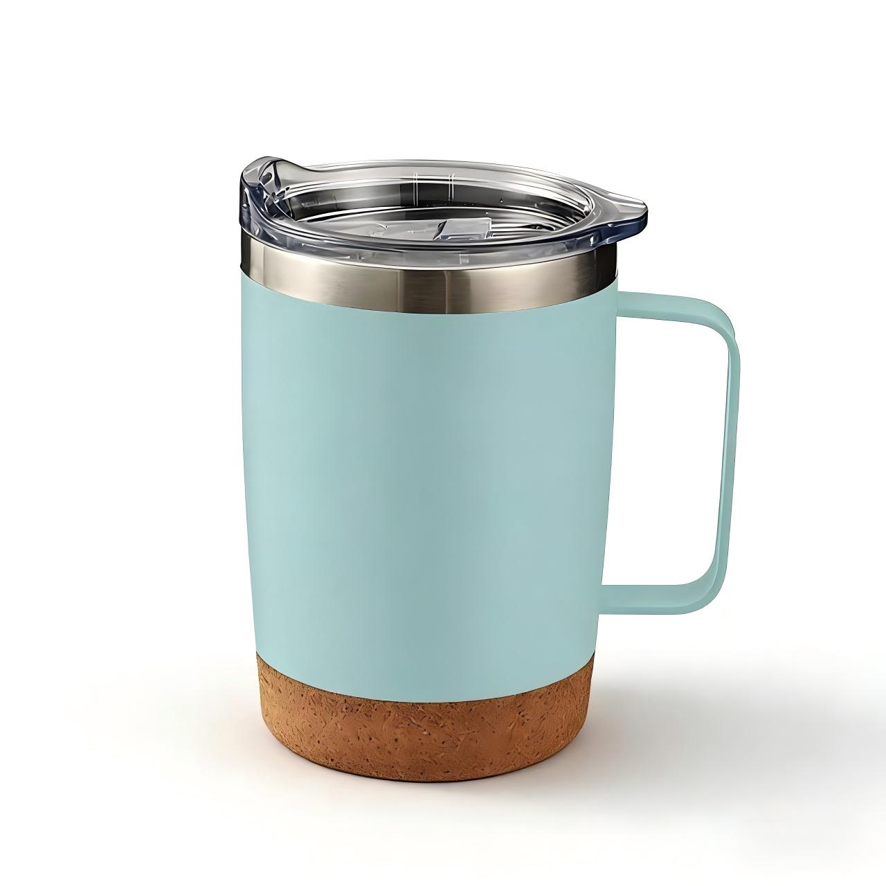 12oz Vacuum Insulated Stainless Steel Mug with Cork Base - Splash-Proof Lid