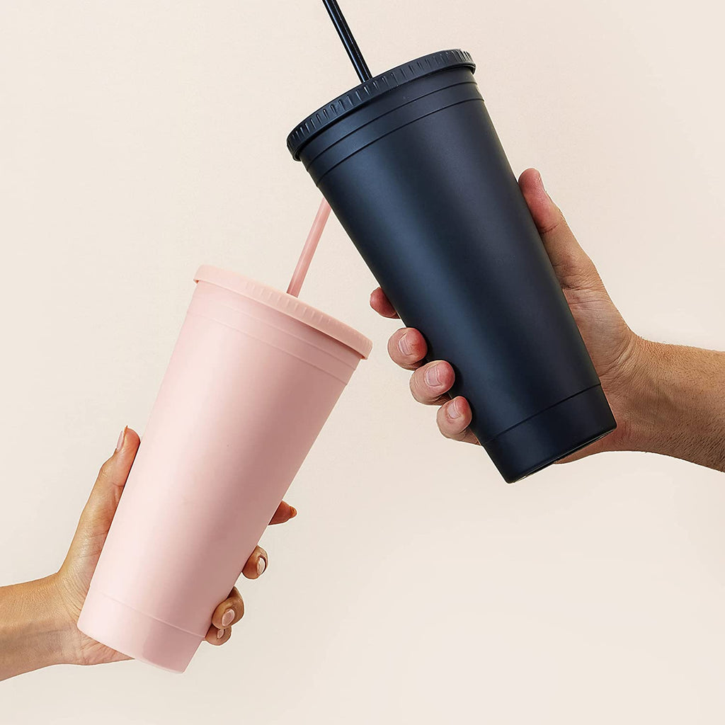 32oz Double Wall Plastic Tumbler with Straw - Customizable Gift Cup