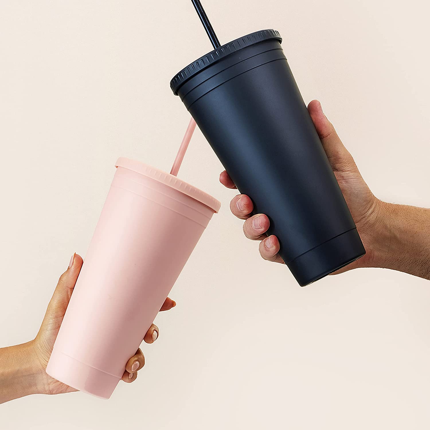 32oz Double Wall Plastic Tumbler with Straw - Customizable Gift Cup