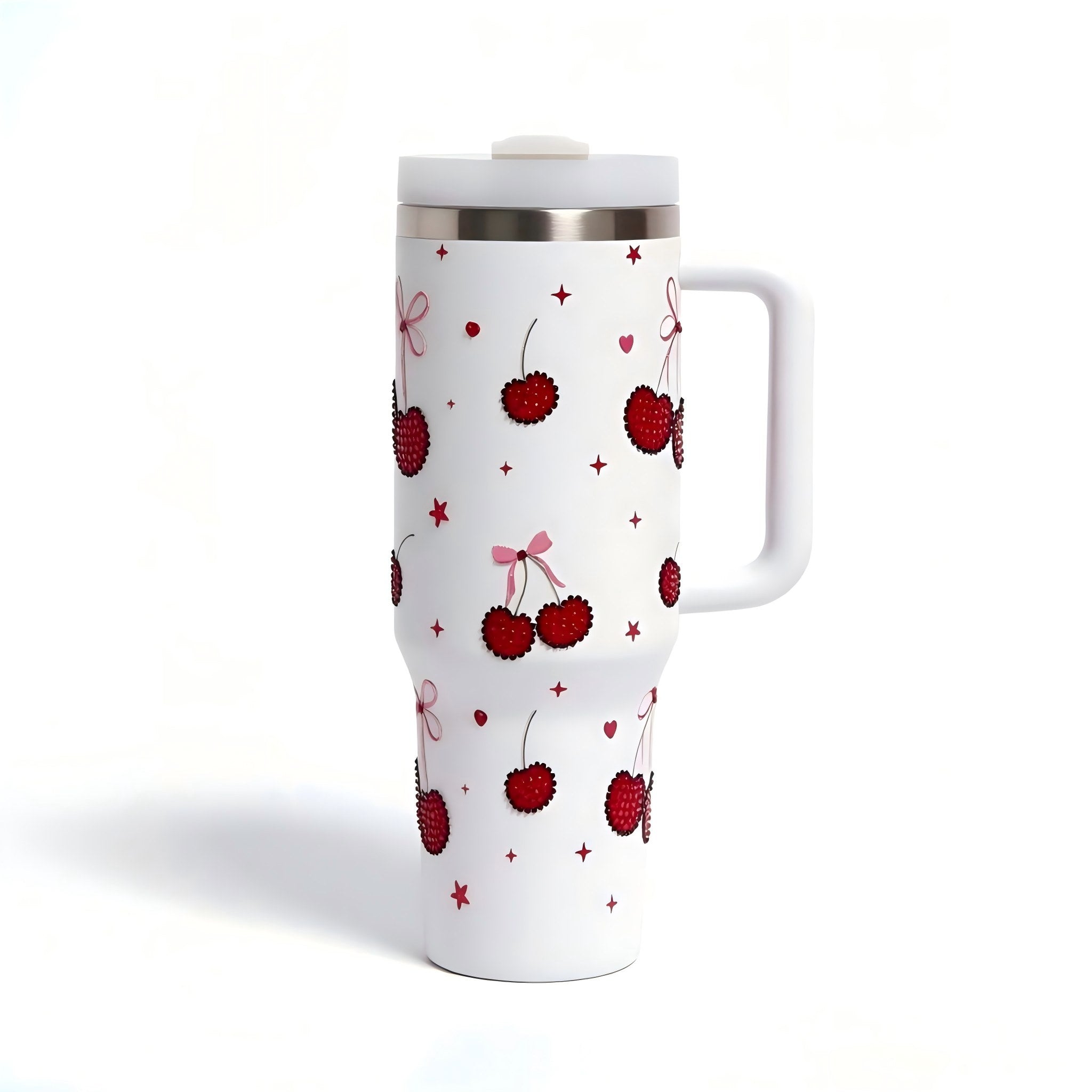 40oz Red Cherry Rhinestone Stainless Steel Tumbler