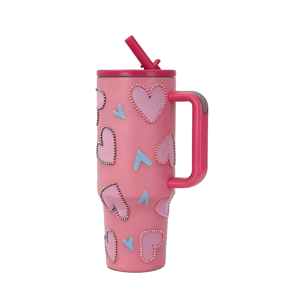 40oz Luxury Rhinestone & Pearl Stanley Style Tumbler - Hand-Embellished Custom Design