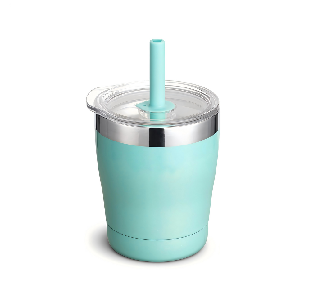9oz Kids Insulated Tumbler | Integrated Silicone Straw Lid Detachable | Mirror Rim | Custom OEM