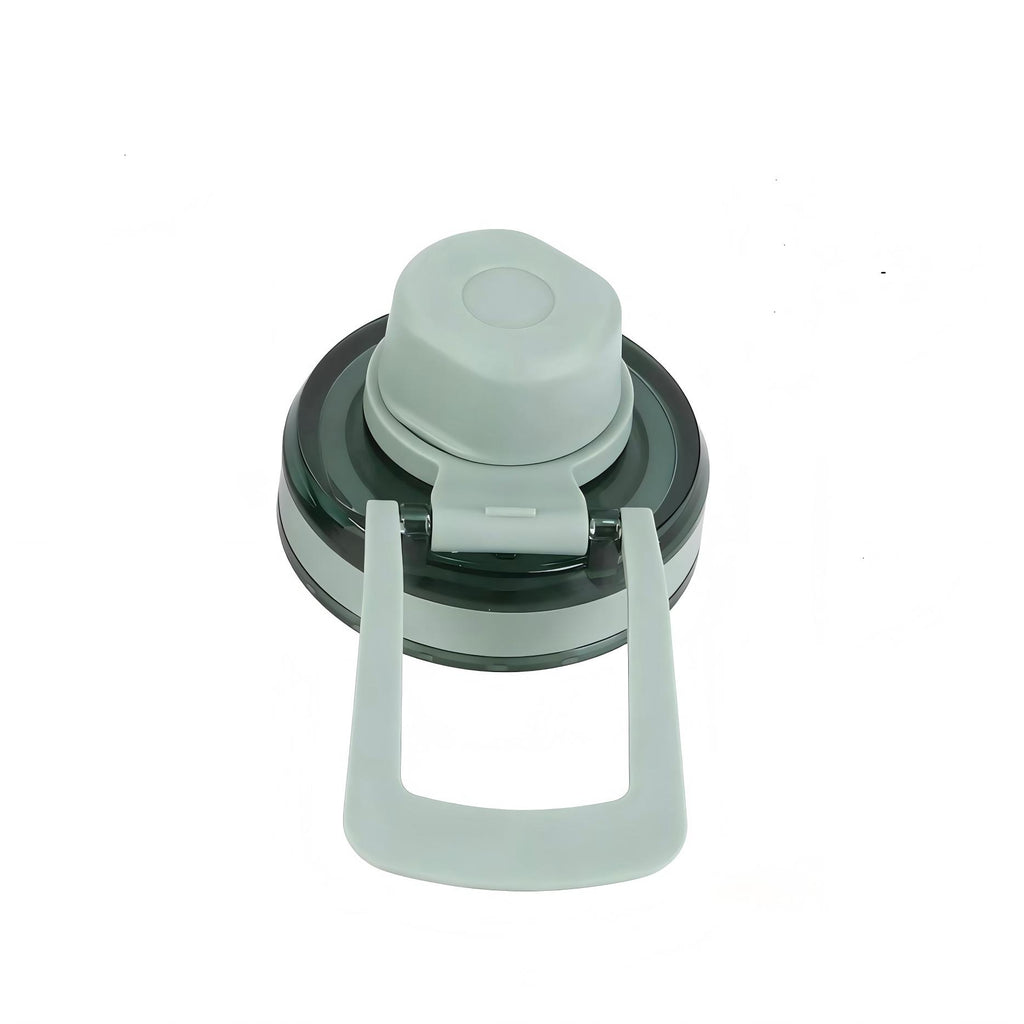 Dual-Tone Outdoor Sports Bottle with Transparent Lid - Portable Flip Handle Design
