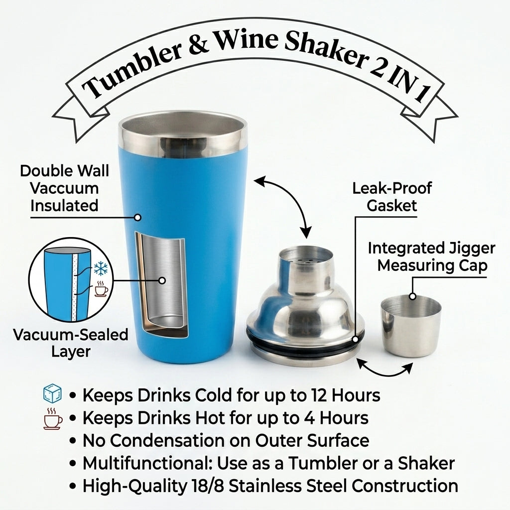 2-in-1 Cocktail Shaker & Vacuum Insulated Tumbler
