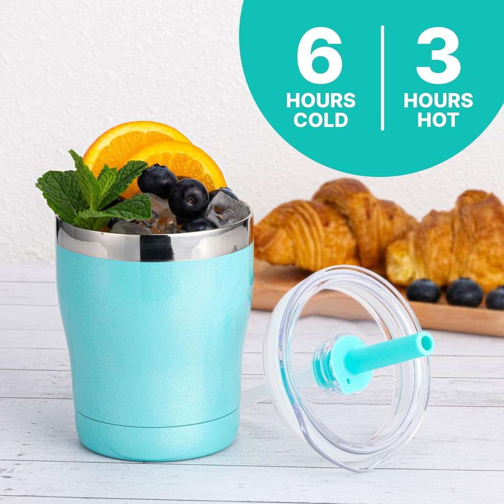 9oz Kids Insulated Tumbler | Integrated Silicone Straw Lid Detachable | Mirror Rim | Custom OEM